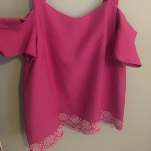 Cold shoulder sweetheart eyelet top